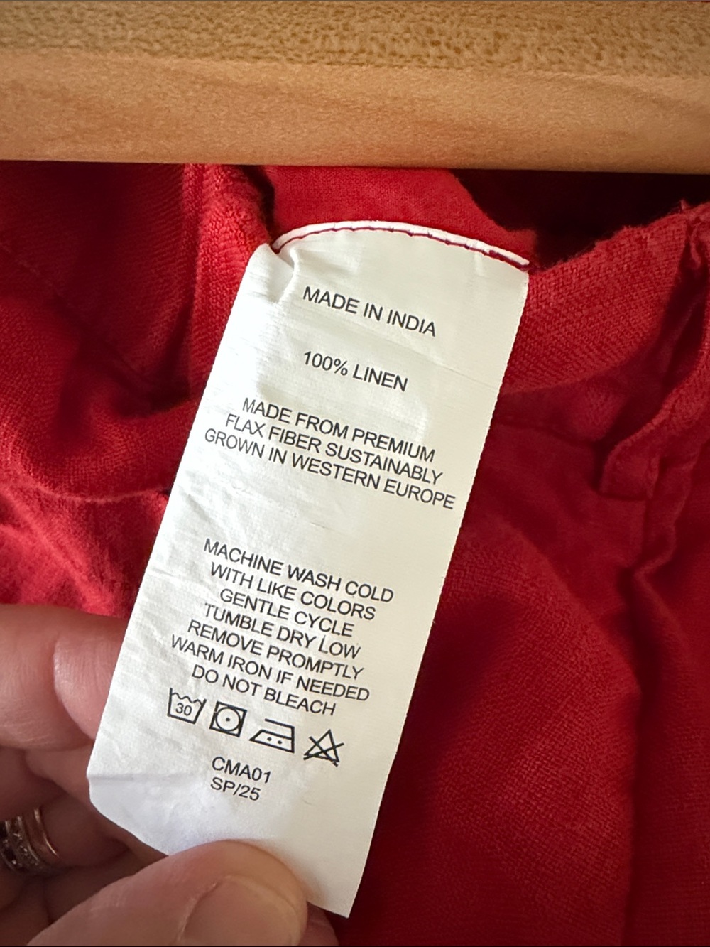 Quince Chili Red European Linen Elastic-Waist Women’s Pants - Picture 6 of 6